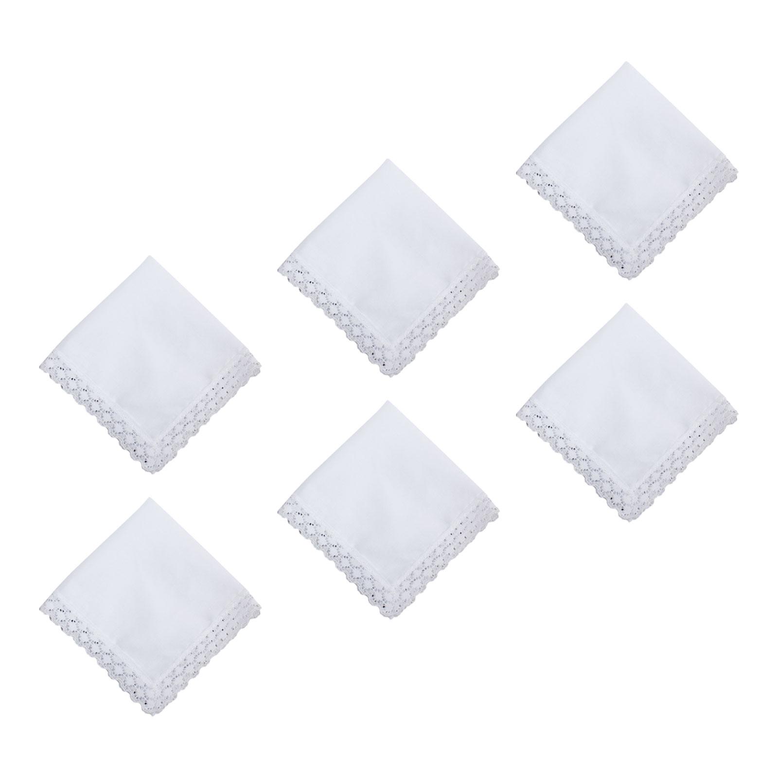 Handkerchief Cotton Men - 6x 순백색 레이스 손수건 공예용 웨딩