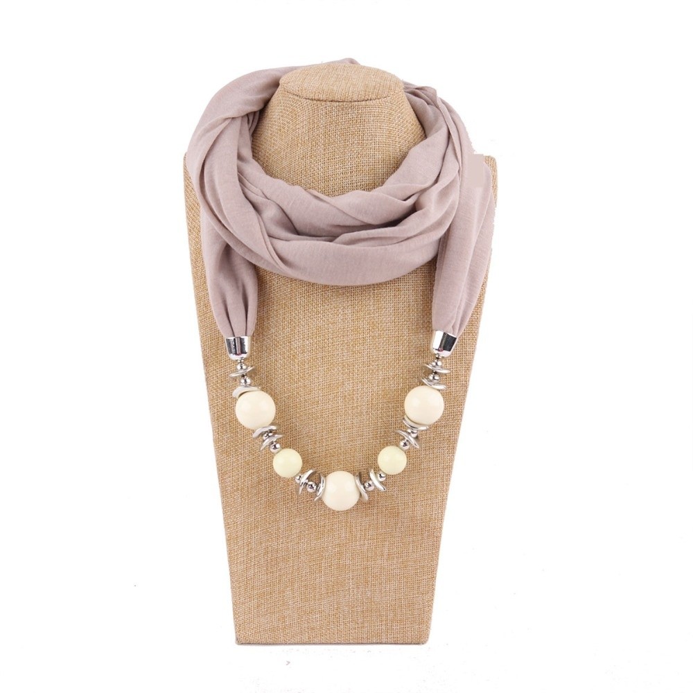Infinity Scarf Knit - 새로운 쉬폰 스카프 비즈 장식 솔리드