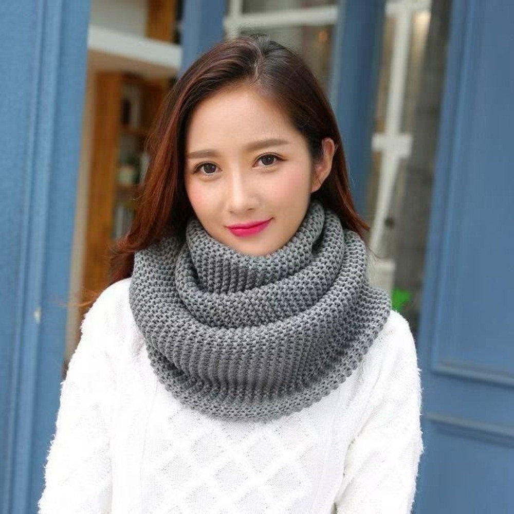 Infinity Scarf Knit - 따뜻한 단색 무한 루프 스카프 통기성
