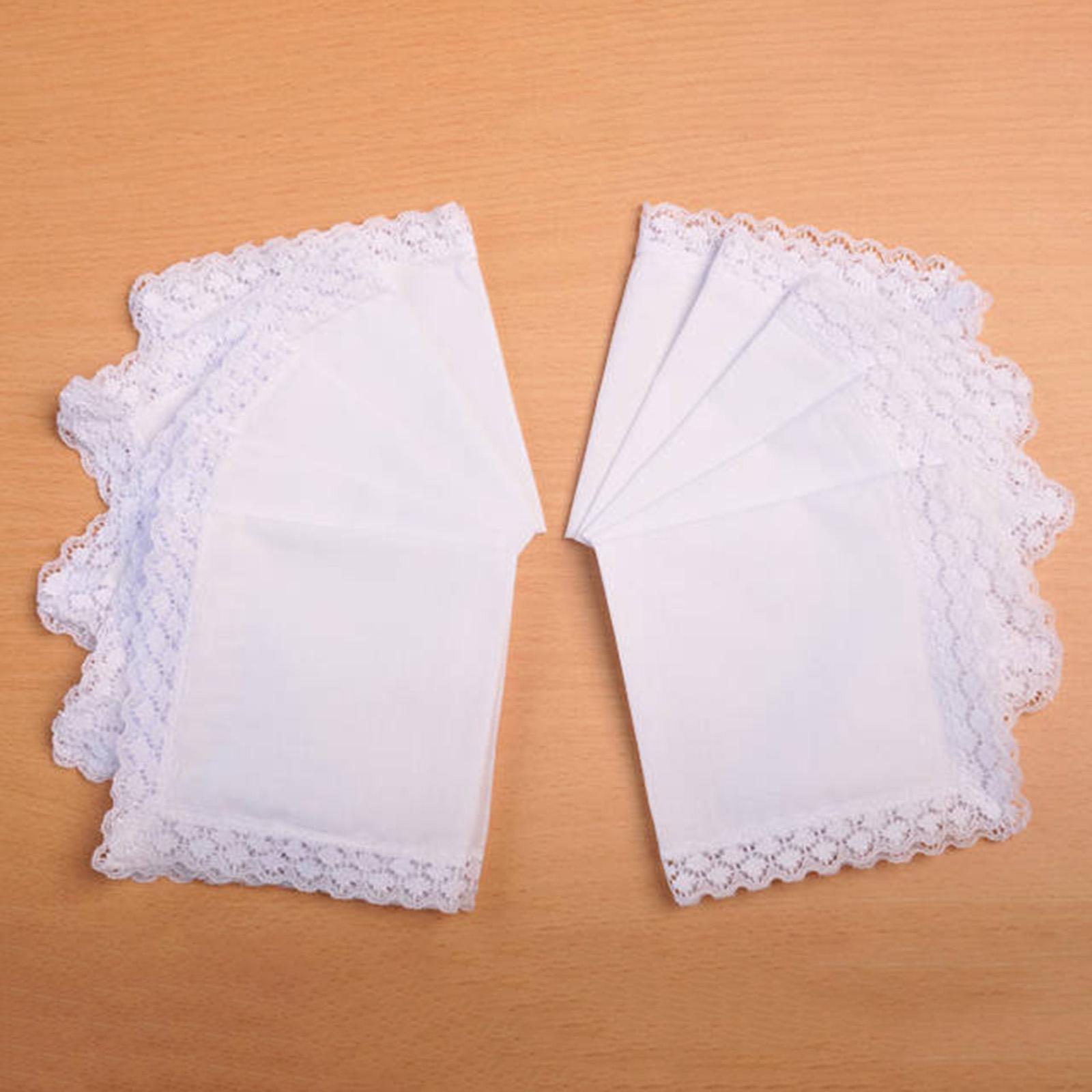 6x 순백색 레이스 손수건 공예용 웨딩 손수건 수제 웨 - Handkerchief Cotton Men 리뷰 및 가격