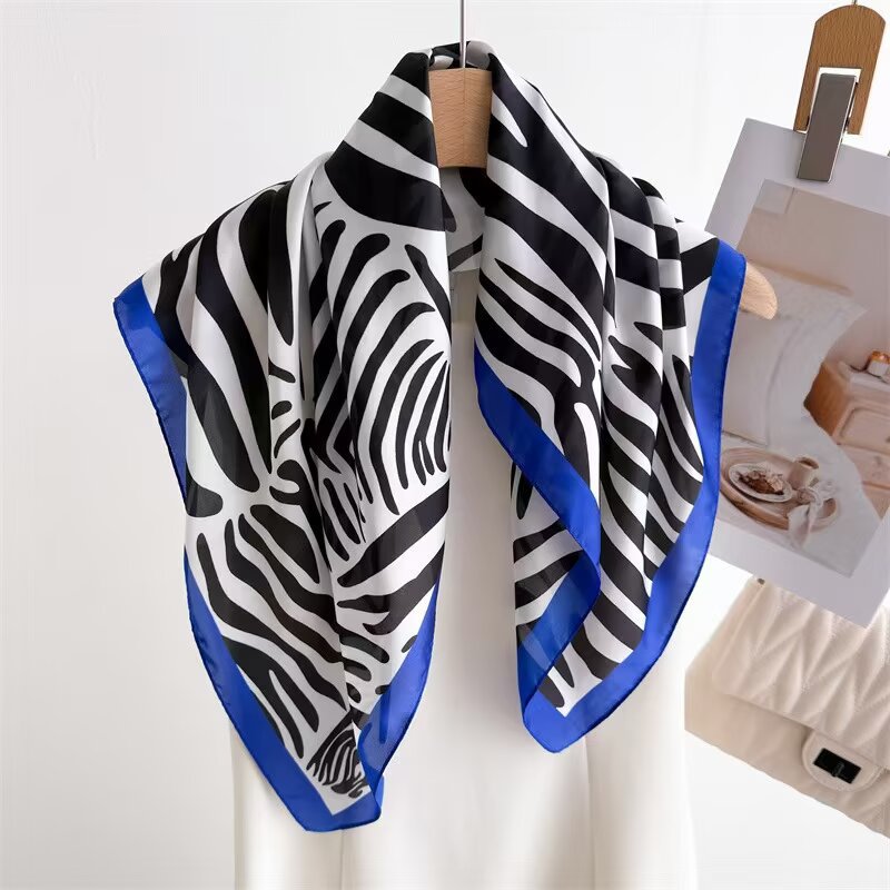 새로운 패션 얼룩말 무늬 스카프 여성용 모조 실크 우아 - Face Scarf Mask 리뷰 및 가격