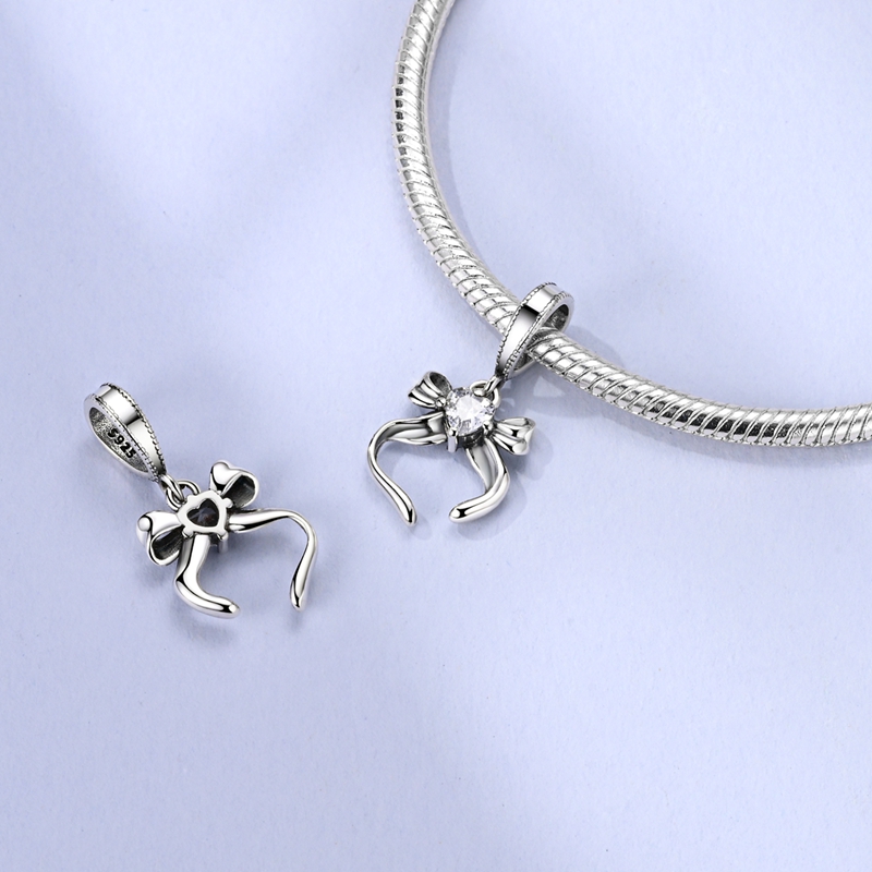 925 스털링 실버 보우 주얼리 세트 핑크 지르콘 보우 - Tie Clip Silver 리뷰 및 가격