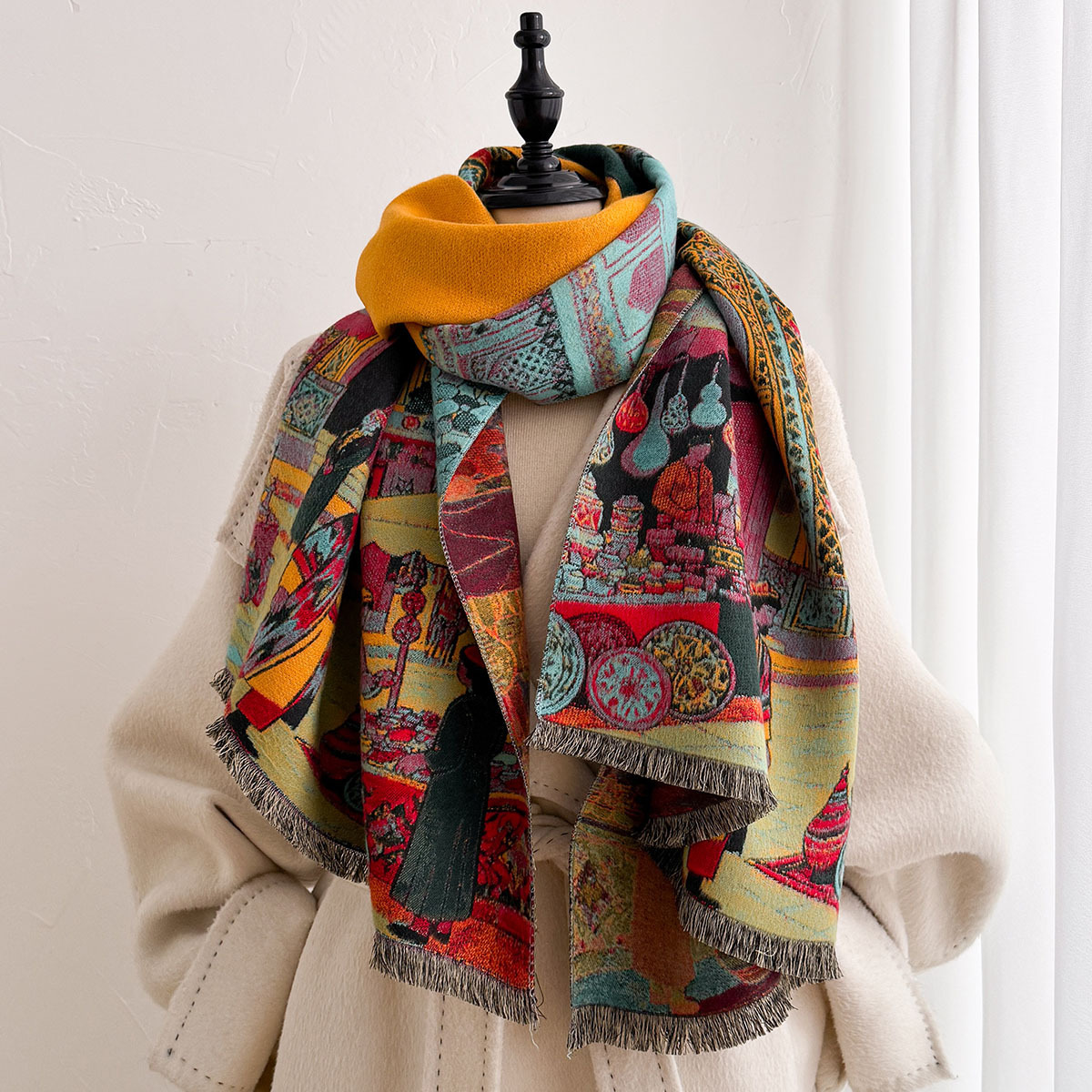 여성용 인조 캐시미어 스카프 양면 스카프 숄 겨울용 두 - Woven Scarf Blanket 리뷰 및 가격