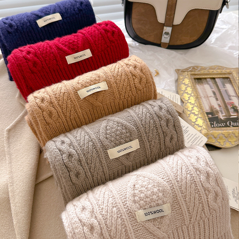 럭셔리 100% 울 스카프 여성 남성 두꺼운 케이블 니 - Muffler Men Wool 리뷰 및 가격