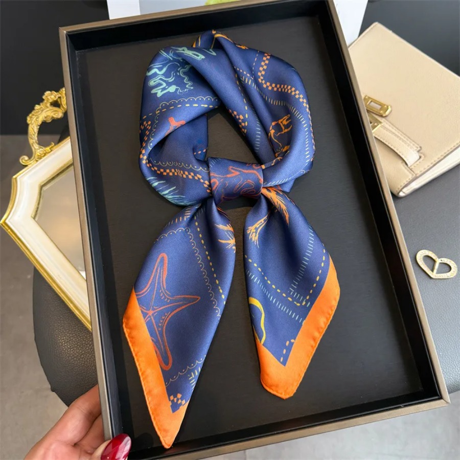 블루 프린트 실크 스퀘어 스카프 여성 럭셔리 소프트 새 - Bandana Cotton 리뷰 및 가격